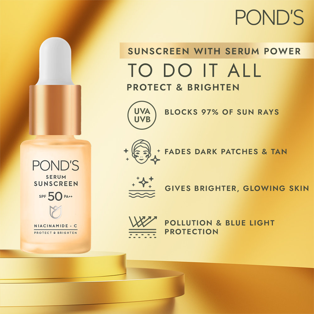 Pond's Serum SPF 50 PA++ UVA Sunscreen Serum, 14 ml, Pack of 1 Pond's Serum SPF 50 PA++ UVA Sunscreen Serum, 14 ml, Pack of 1
