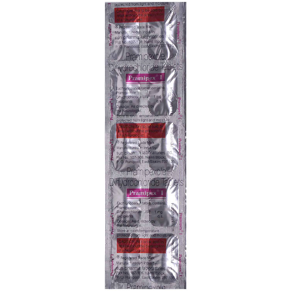 Pramipex 1 Tablet 10's, Pack of 10 TABLETS Pramipex 1 Tablet 10's, Pack of 10 TABLETS