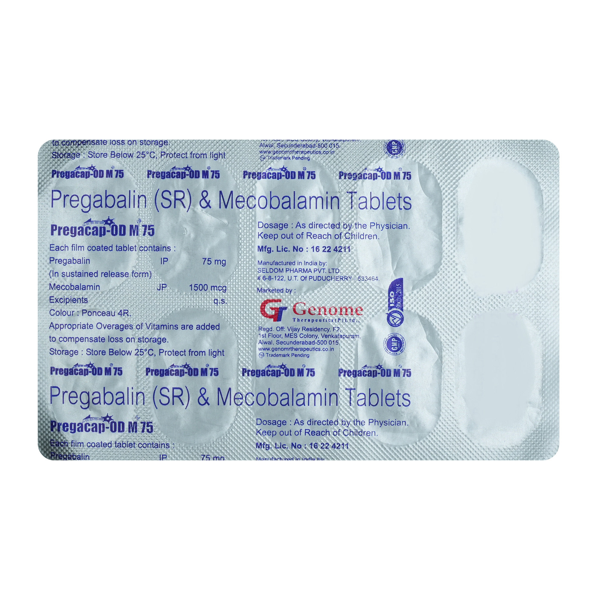 PREGACAP OD M 75 TABLET 10'S, Pack of 10 PREGACAP OD M 75 TABLET 10'S, Pack of 10
