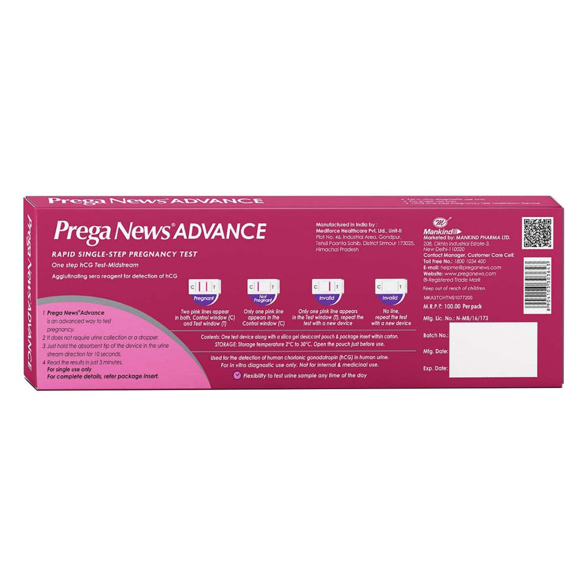 Prega News Advance Rapid Single-Step Pregnancy Test Kit, 1 Count, Pack of 1 Prega News Advance Rapid Single-Step Pregnancy Test Kit, 1 Count, Pack of 1