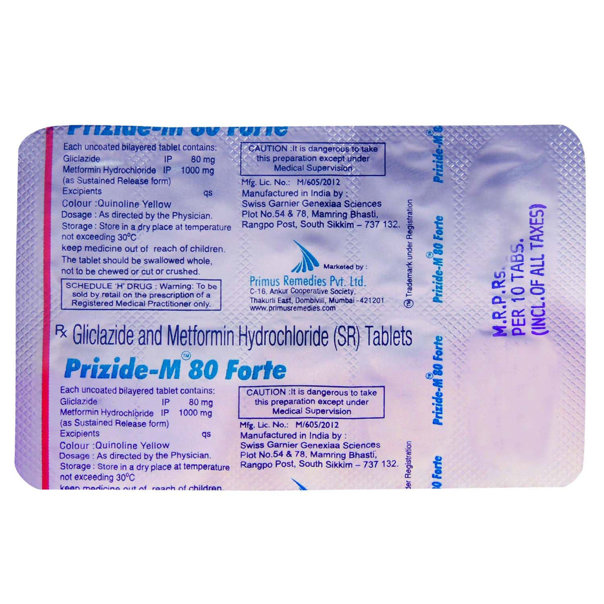 Prizide M 80 Forte Tablet 10's, Pack of 10 TABLETS Prizide M 80 Forte Tablet 10's, Pack of 10 TABLETS