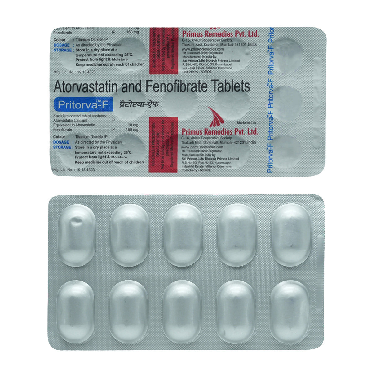 Pritorva-F 10 mg/160 mg Tablet 15's, Pack of 15 TabletS Pritorva-F 10 mg/160 mg Tablet 15's, Pack of 15 TabletS