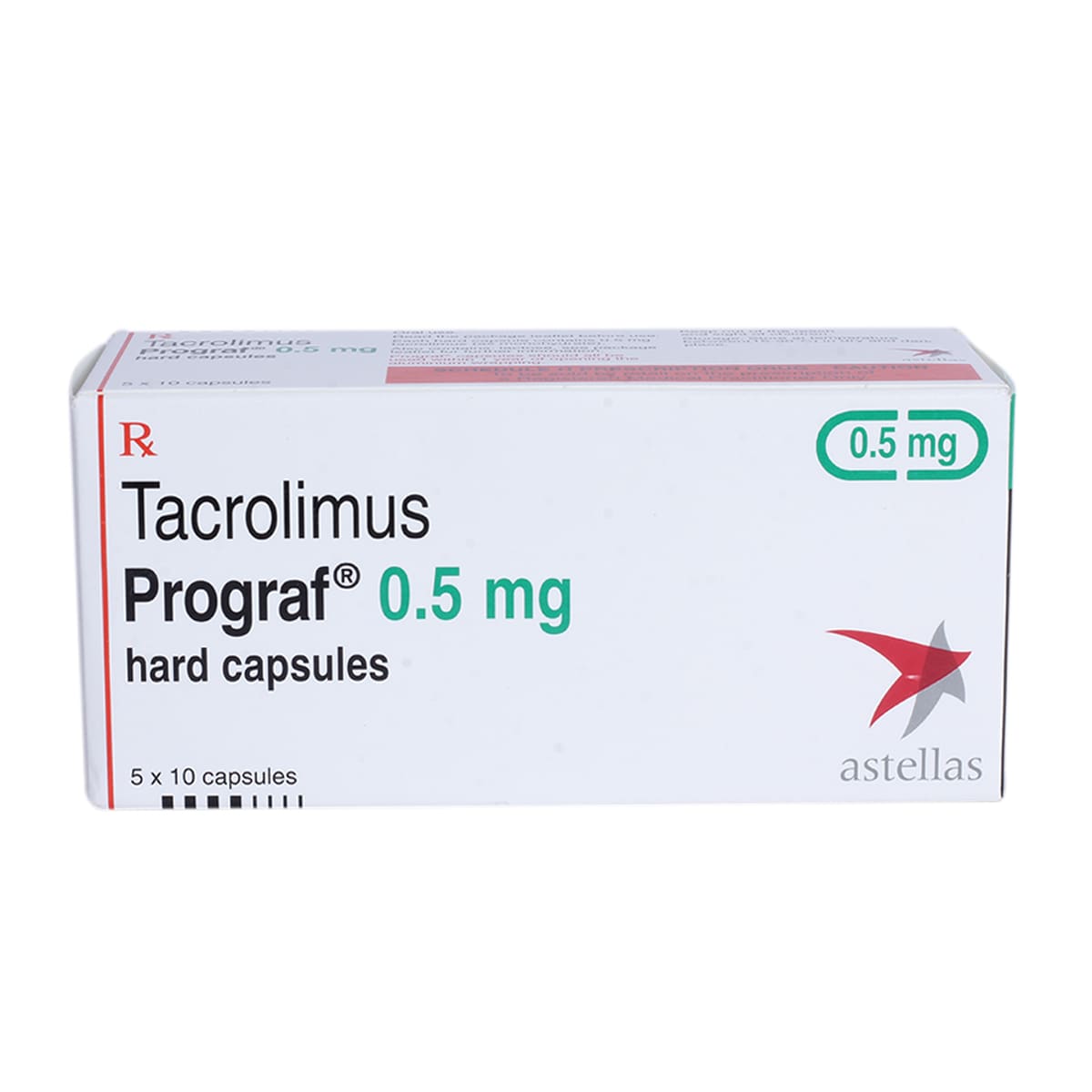 Prograf 0.5 mg Capsule 10's, Pack of 10 CAPSULES Prograf 0.5 mg Capsule 10's, Pack of 10 CAPSULES