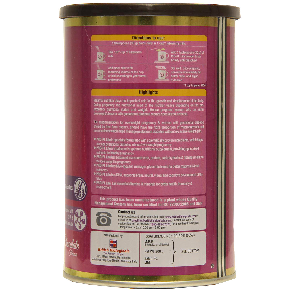 Pro Pl Lite Chocolate Powder 200 gm, Pack of 1 Pro Pl Lite Chocolate Powder 200 gm, Pack of 1