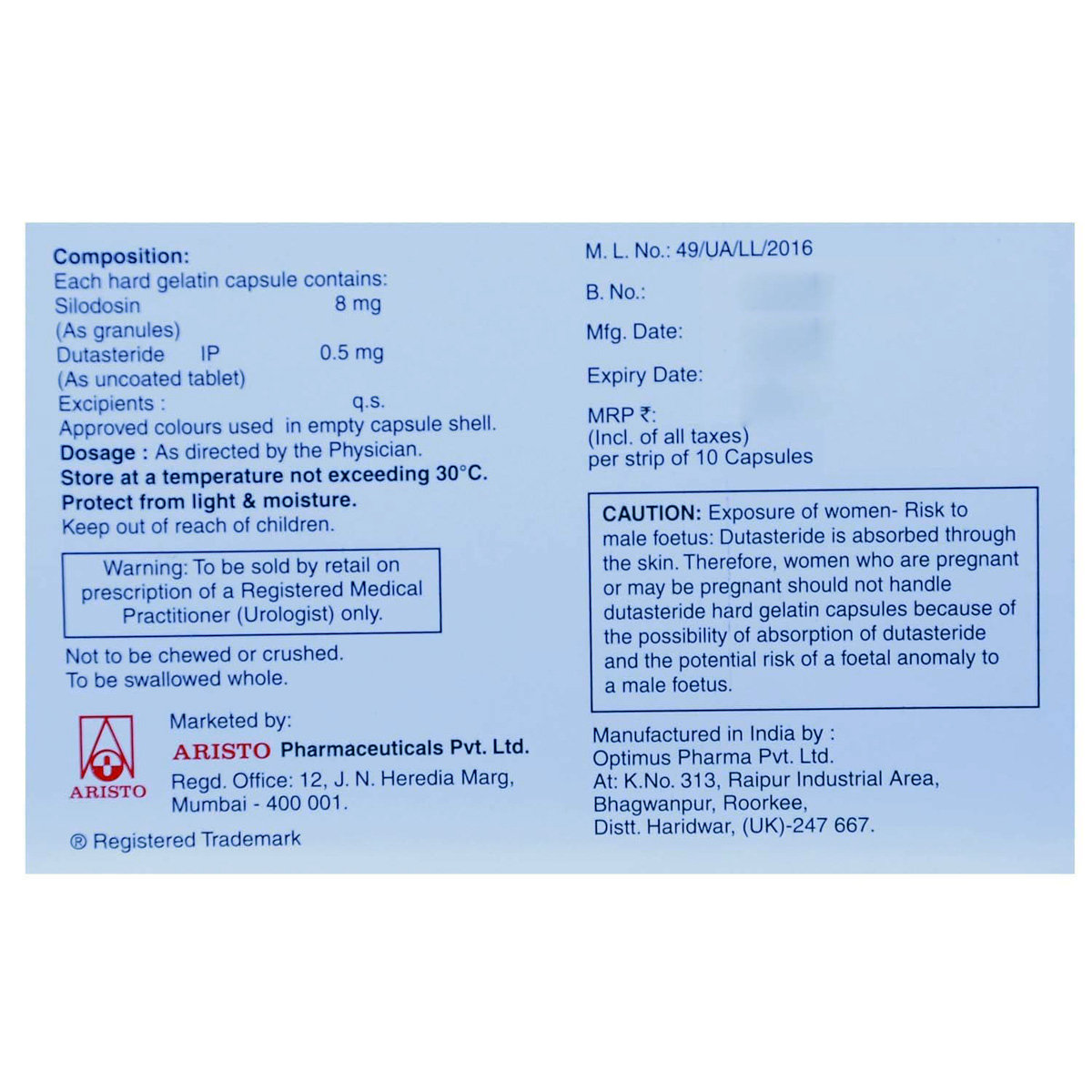 Prostagard-D 8 Capsule 10's, Pack of 10 CAPSULES Prostagard-D 8 Capsule 10's, Pack of 10 CAPSULES