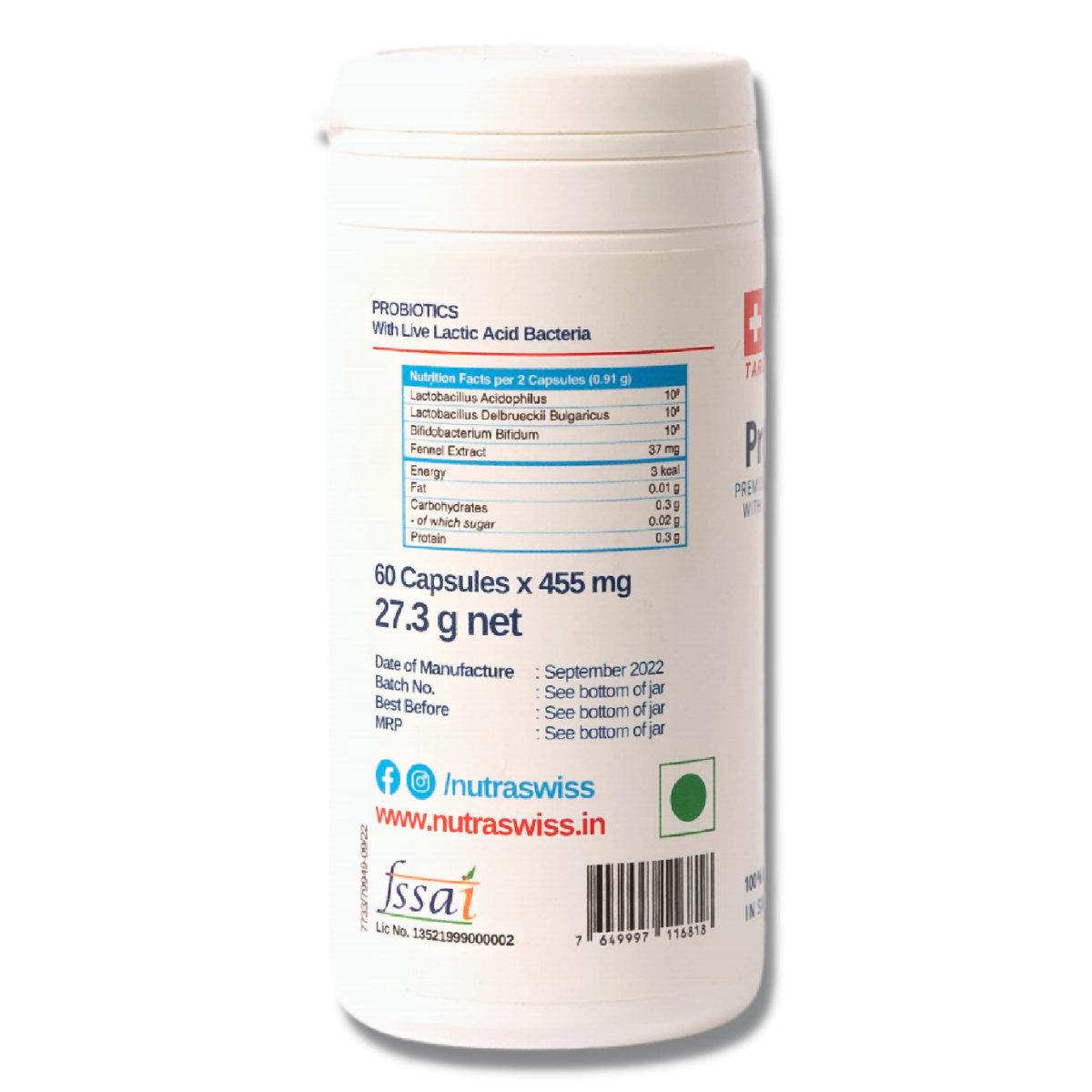 Nutraswiss ProbioMax Probiotic, 60 Capsules, Pack of 1 Nutraswiss ProbioMax Probiotic, 60 Capsules, Pack of 1