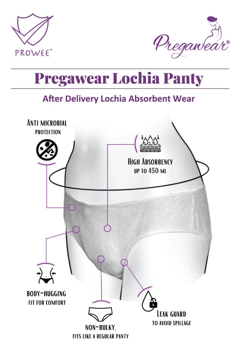 Prowee Pregawear After Delivery Lochia Absorbent Wear Panty XL, 5 Count, Pack of 1 Prowee Pregawear After Delivery Lochia Absorbent Wear Panty XL, 5 Count, Pack of 1
