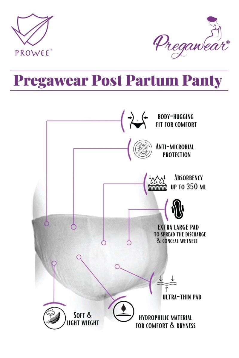 Prowee Pregawear Heavy Discharge After Delivery Panty Small, 5 Count, Pack of 1 Prowee Pregawear Heavy Discharge After Delivery Panty Small, 5 Count, Pack of 1