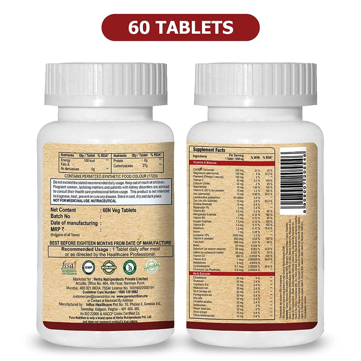 Pure Nutrition Multivitamin for Women, 60 Tablets, Pack of 1 Pure Nutrition Multivitamin for Women, 60 Tablets, Pack of 1