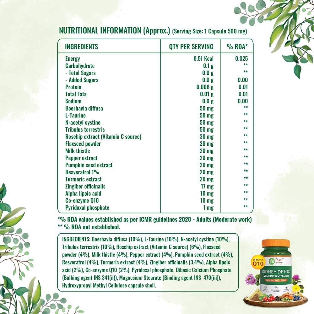 Pure Nutrition Kidney Detox, 60 Capsules, Pack of 1 Pure Nutrition Kidney Detox, 60 Capsules, Pack of 1