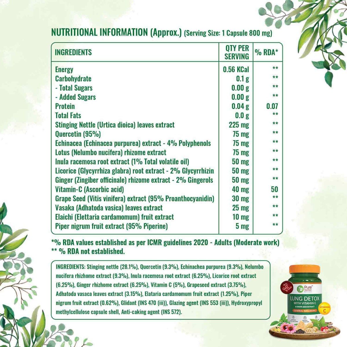 Pure Nutrition Lung Detox, 60 Capsules, Pack of 1 Pure Nutrition Lung Detox, 60 Capsules, Pack of 1