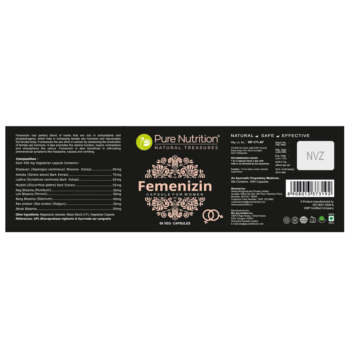 Pure Nutrition Femenizin Women, 60 Capsules, Pack of 1 Pure Nutrition Femenizin Women, 60 Capsules, Pack of 1