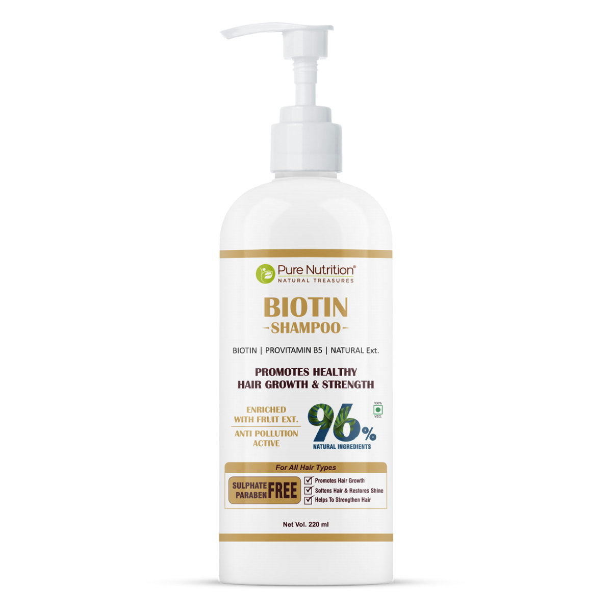 Pure Nutrition Biotin Shampoo, 220 ml, Pack of 1 Pure Nutrition Biotin Shampoo, 220 ml, Pack of 1