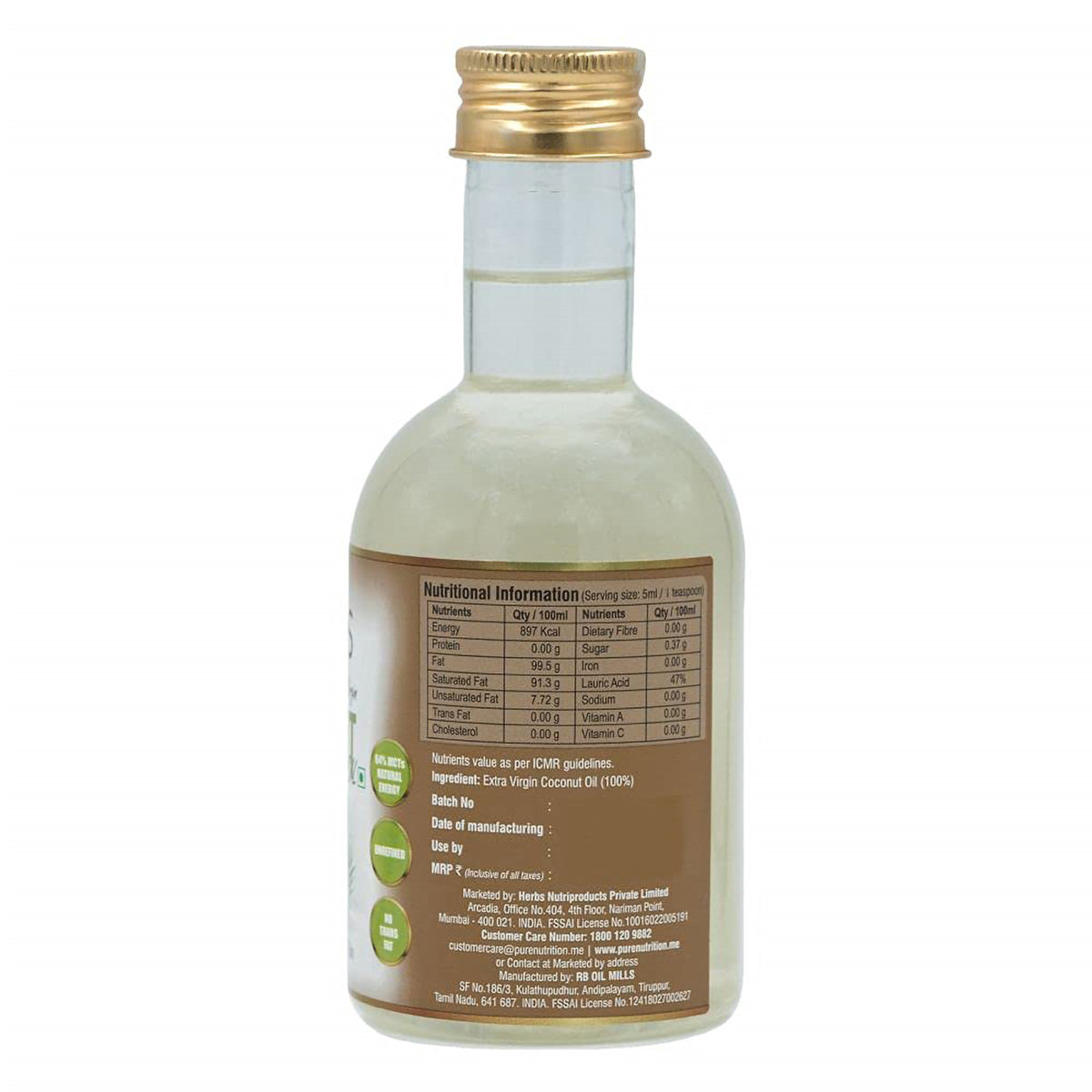 Pure Nutrition Vitals Raw Cold Pressed Extra Virgin Coconut Oil, 250 ml, Pack of 1 Pure Nutrition Vitals Raw Cold Pressed Extra Virgin Coconut Oil, 250 ml, Pack of 1