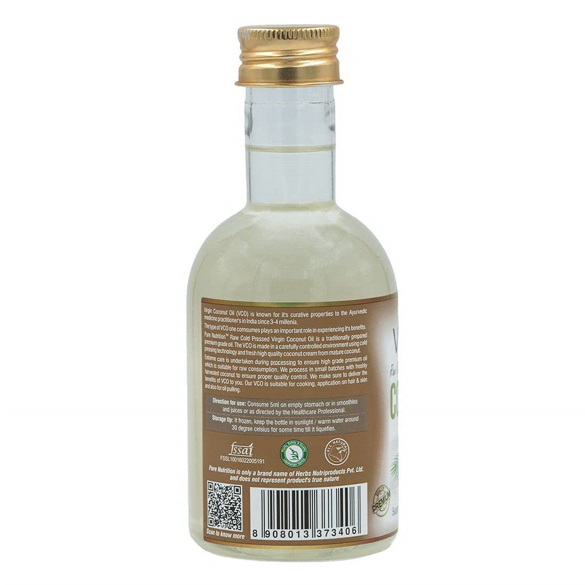 Pure Nutrition Vitals Raw Cold Pressed Extra Virgin Coconut Oil, 250 ml, Pack of 1 Pure Nutrition Vitals Raw Cold Pressed Extra Virgin Coconut Oil, 250 ml, Pack of 1