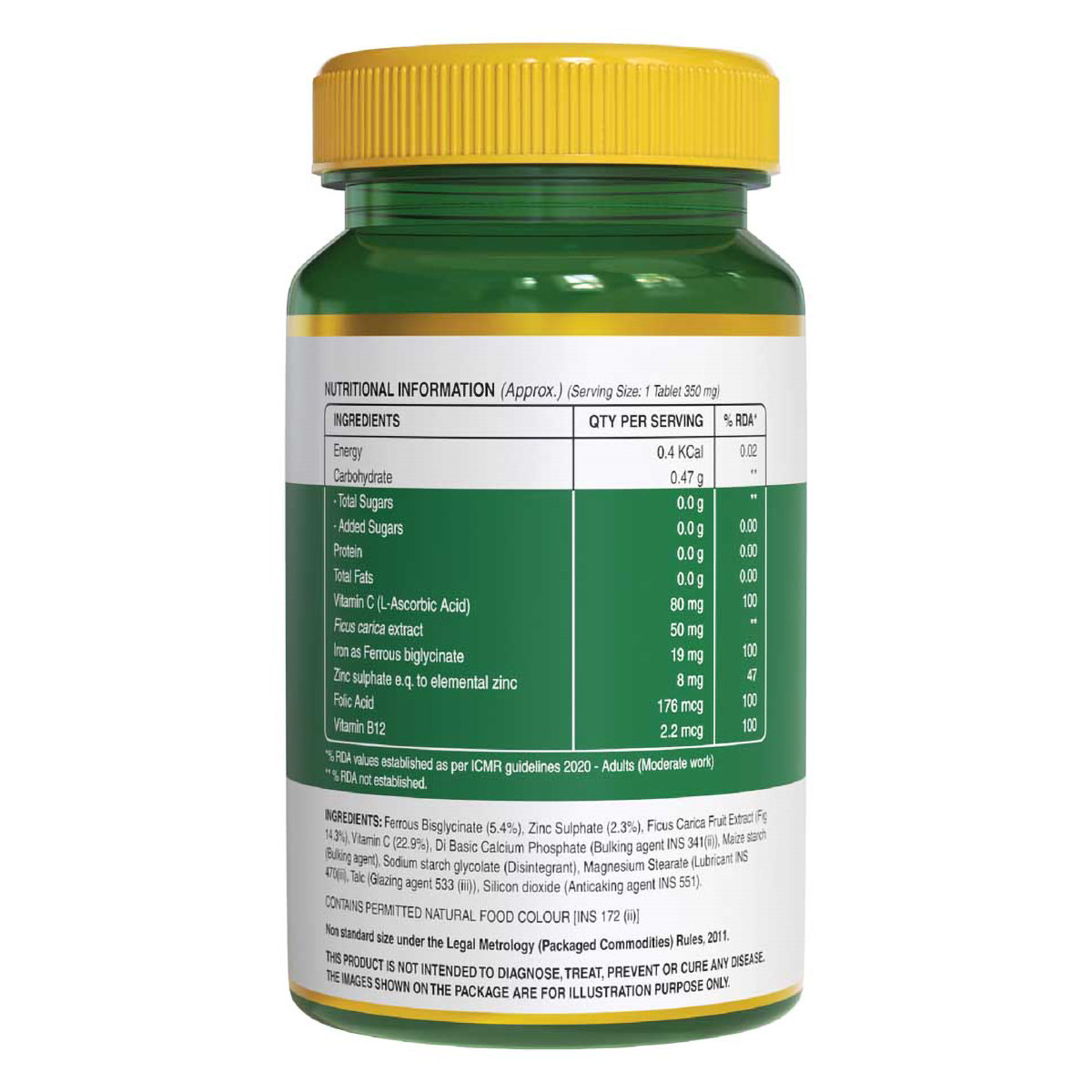 Pure Nutrition Iron with Folic Acid 350 mg, 60 Tablets, Pack of 1 Pure Nutrition Iron with Folic Acid 350 mg, 60 Tablets, Pack of 1