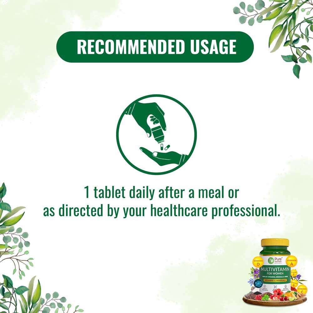 Pure Nutrition Multivitamin for Women 1500 mg, 60 Tablets, Pack of 1 Pure Nutrition Multivitamin for Women 1500 mg, 60 Tablets, Pack of 1