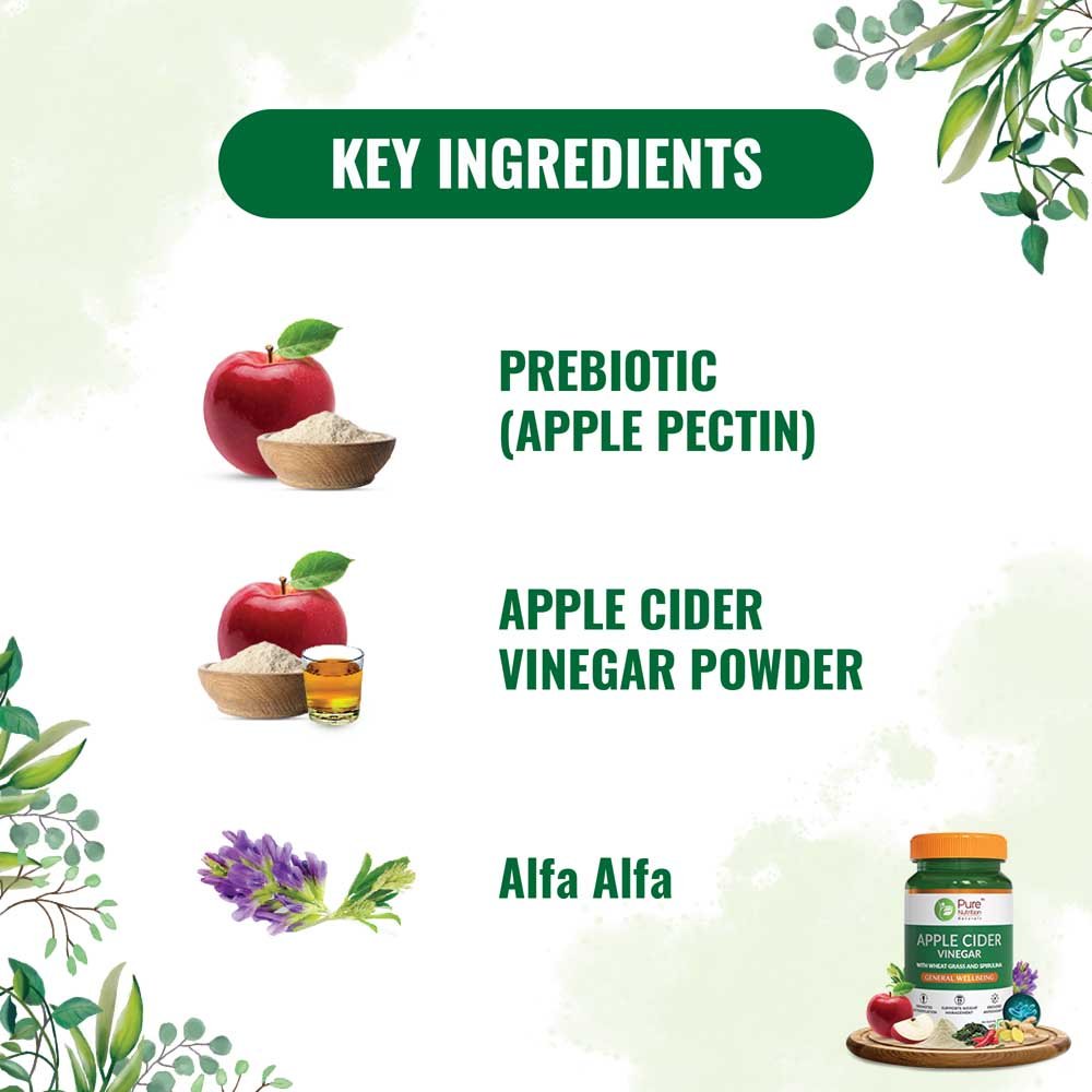 Pure Nutrition Apple Cider Vinegar 610 mg, 60 Capsules, Pack of 1 Pure Nutrition Apple Cider Vinegar 610 mg, 60 Capsules, Pack of 1