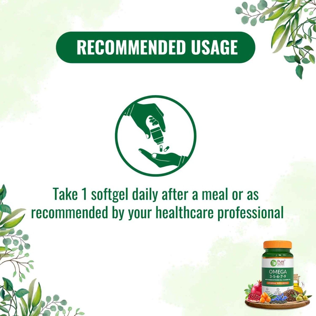 Pure Nutrition Omega 3-5-6-7-9 1000 mg, 30 Softgels, Pack of 1 Pure Nutrition Omega 3-5-6-7-9 1000 mg, 30 Softgels, Pack of 1