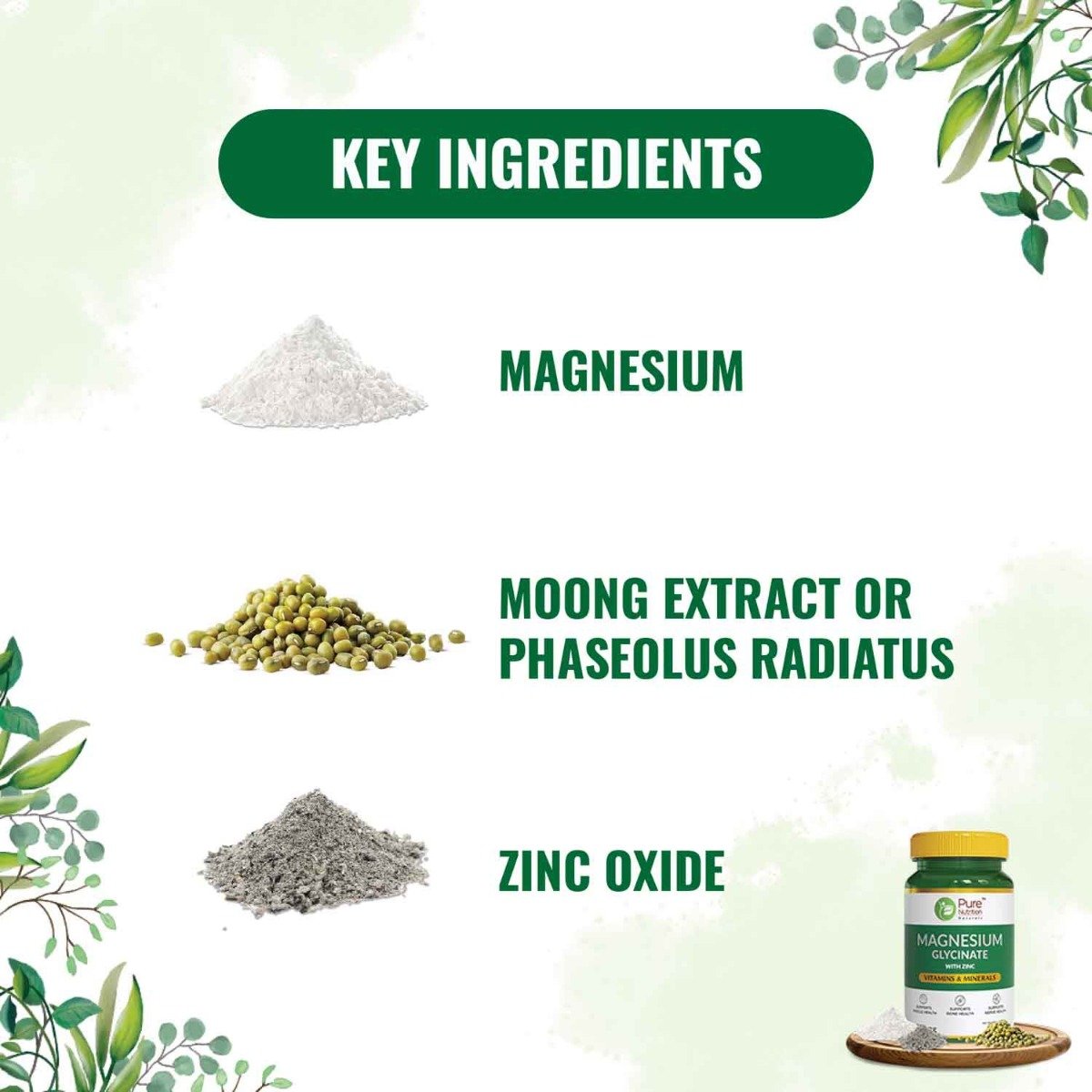 Pure Nutrition Magnesium Glycinate with Zinc 350 mg, 60 Tablets, Pack of 1 Pure Nutrition Magnesium Glycinate with Zinc 350 mg, 60 Tablets, Pack of 1