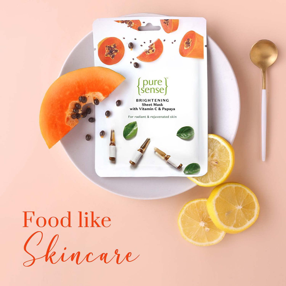 Pure Sense Brightening Sheet Mask 15 ml | With Vitamin C & Papaya | For Nourished & Deeply Hydrated Glowing Skin | Gives Radiant And Rejuvenated Skin | For All Skin Type, Pack of 1 Pure Sense Brightening Sheet Mask 15 ml | With Vitamin C & Papaya | For Nourished & Deeply Hydrated Glowing Skin | Gives Radiant And Rejuvenated Skin | For All Skin Type, Pack of 1
