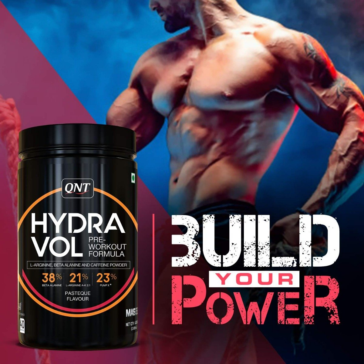 QNT Hydra Vol Pre-Workout Pasteque Flavour Powder, 400 gm, Pack of 1 QNT Hydra Vol Pre-Workout Pasteque Flavour Powder, 400 gm, Pack of 1