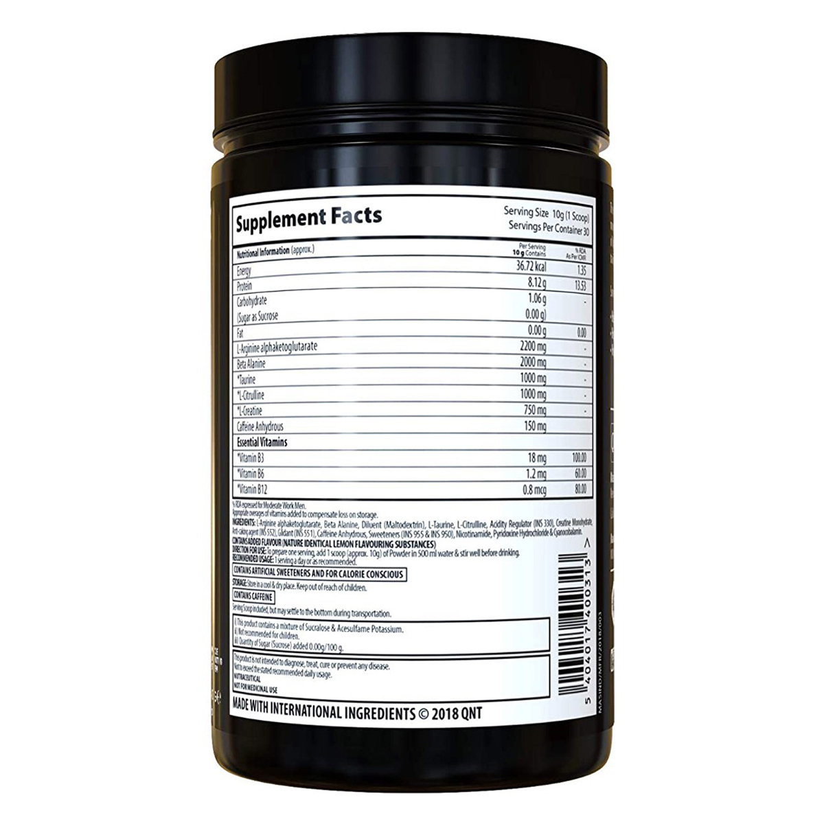 QNT Hydra Vol Pre-Workout Formula Lemon Flavour Powder, 400 gm, Pack of 1 QNT Hydra Vol Pre-Workout Formula Lemon Flavour Powder, 400 gm, Pack of 1