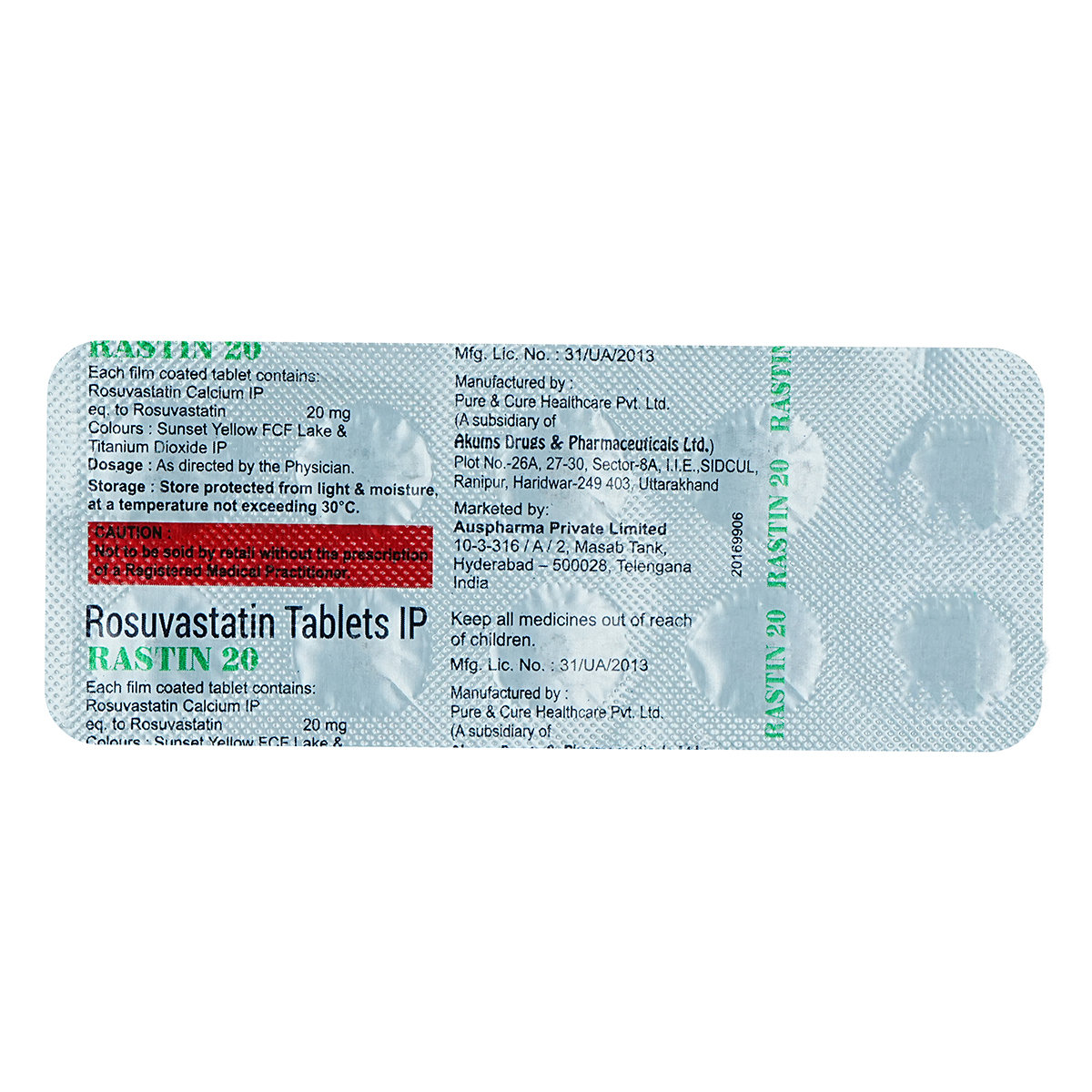 Rastin-20 Tablet 10's, Pack of 10 TabletS Rastin-20 Tablet 10's, Pack of 10 TabletS