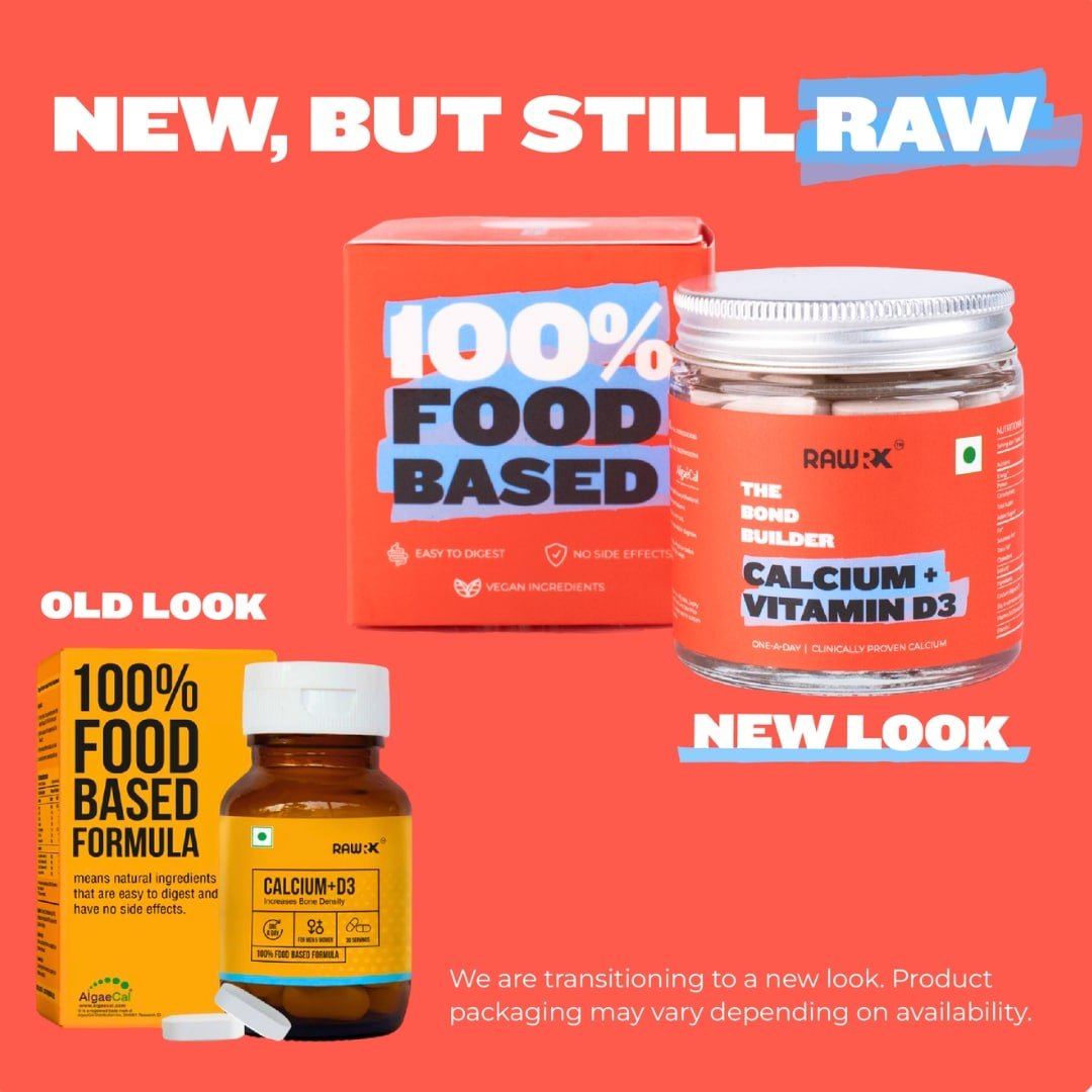 RawRX Calcium + Vitamin D3 with Vitamin C, Magnesium & Zinc for Bone Health & Joint Support, 30 Tablets, Pack of 1 RawRX Calcium + Vitamin D3 with Vitamin C, Magnesium & Zinc for Bone Health & Joint Support, 30 Tablets, Pack of 1