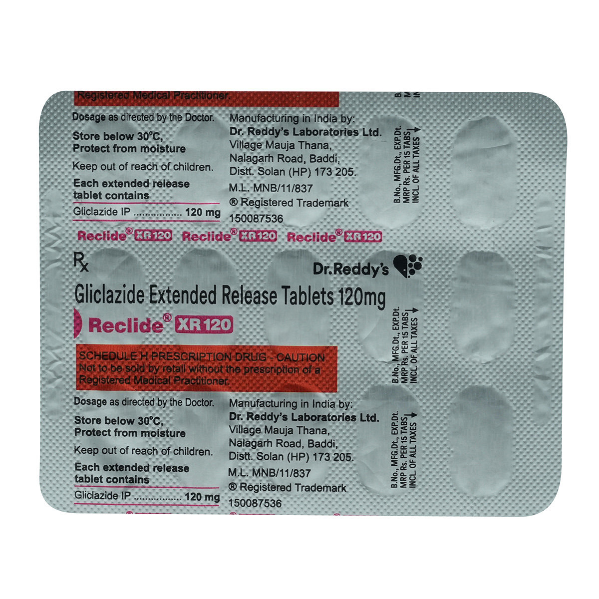 Reclide XR 120 Tablet 15's, Pack of 15 TABLETS Reclide XR 120 Tablet 15's, Pack of 15 TABLETS