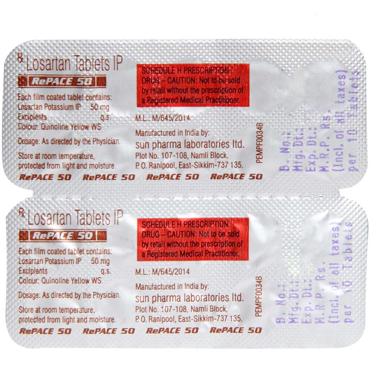 Repace 50 Tablet 10's, Pack of 10 TABLETS Repace 50 Tablet 10's, Pack of 10 TABLETS