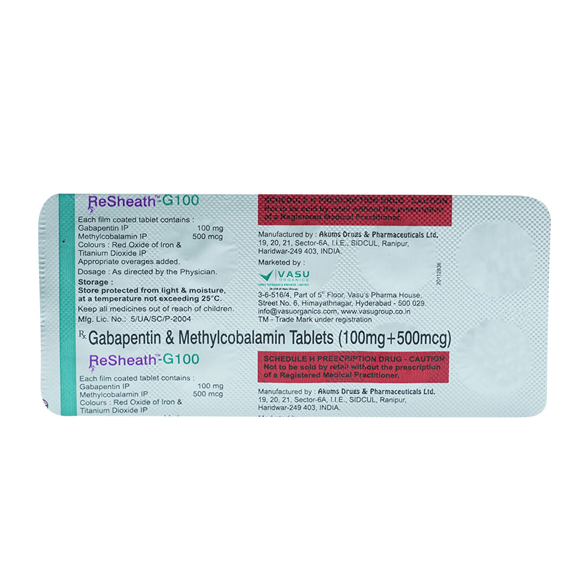 Resheath-G 100/500Mcg Tablet 10'S, Pack of 10 TabletS Resheath-G 100/500Mcg Tablet 10'S, Pack of 10 TabletS