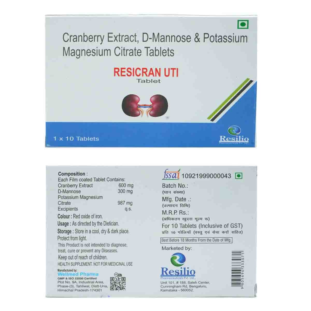 Resicran UTI Tablet 10's, Pack of 10 Resicran UTI Tablet 10's, Pack of 10