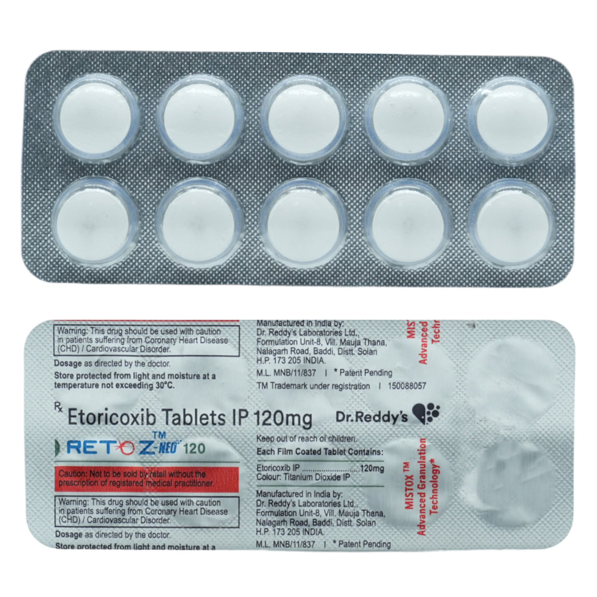 Retoz Neo 120 Tablet 10's, Pack of 10 TabletS Retoz Neo 120 Tablet 10's, Pack of 10 TabletS