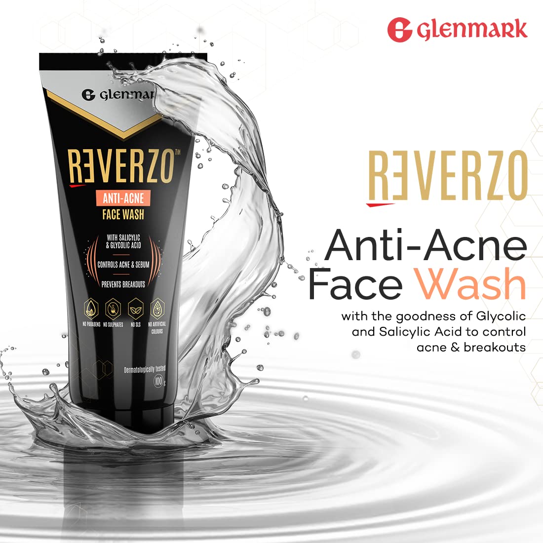 Reverzo Anti-Acne Face Wash 100 gm | Glycolic Acid And Salicylic Acid | Controls Excess Oil, Acne |, Pack of 1 Reverzo Anti-Acne Face Wash 100 gm | Glycolic Acid And Salicylic Acid | Controls Excess Oil, Acne |, Pack of 1