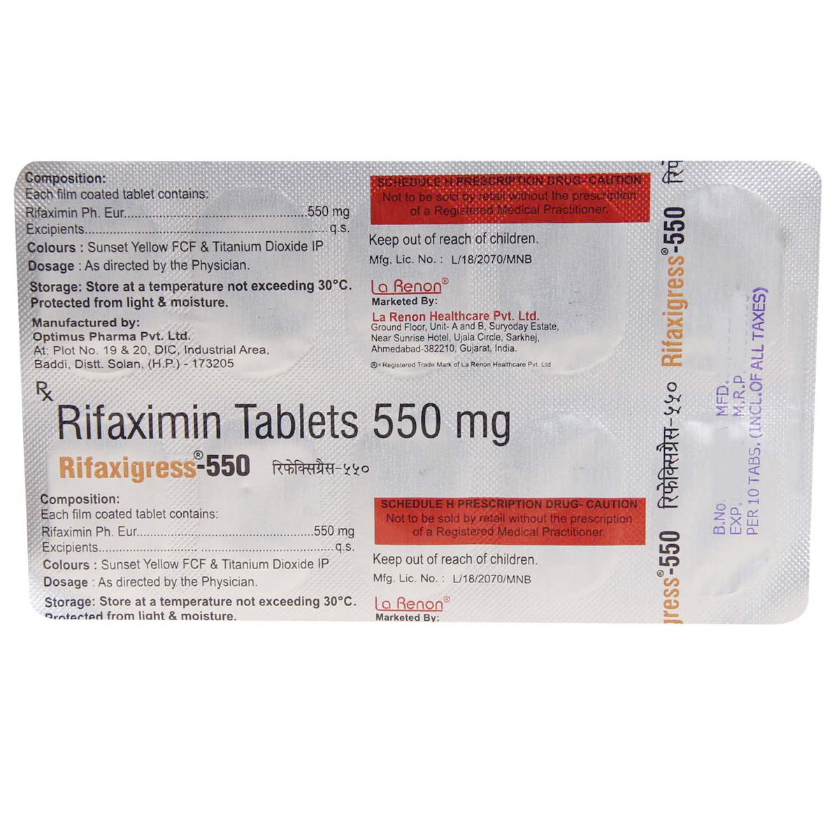 Rifaxigress-550 Tablet 10's, Pack of 10 TabletS Rifaxigress-550 Tablet 10's, Pack of 10 TabletS
