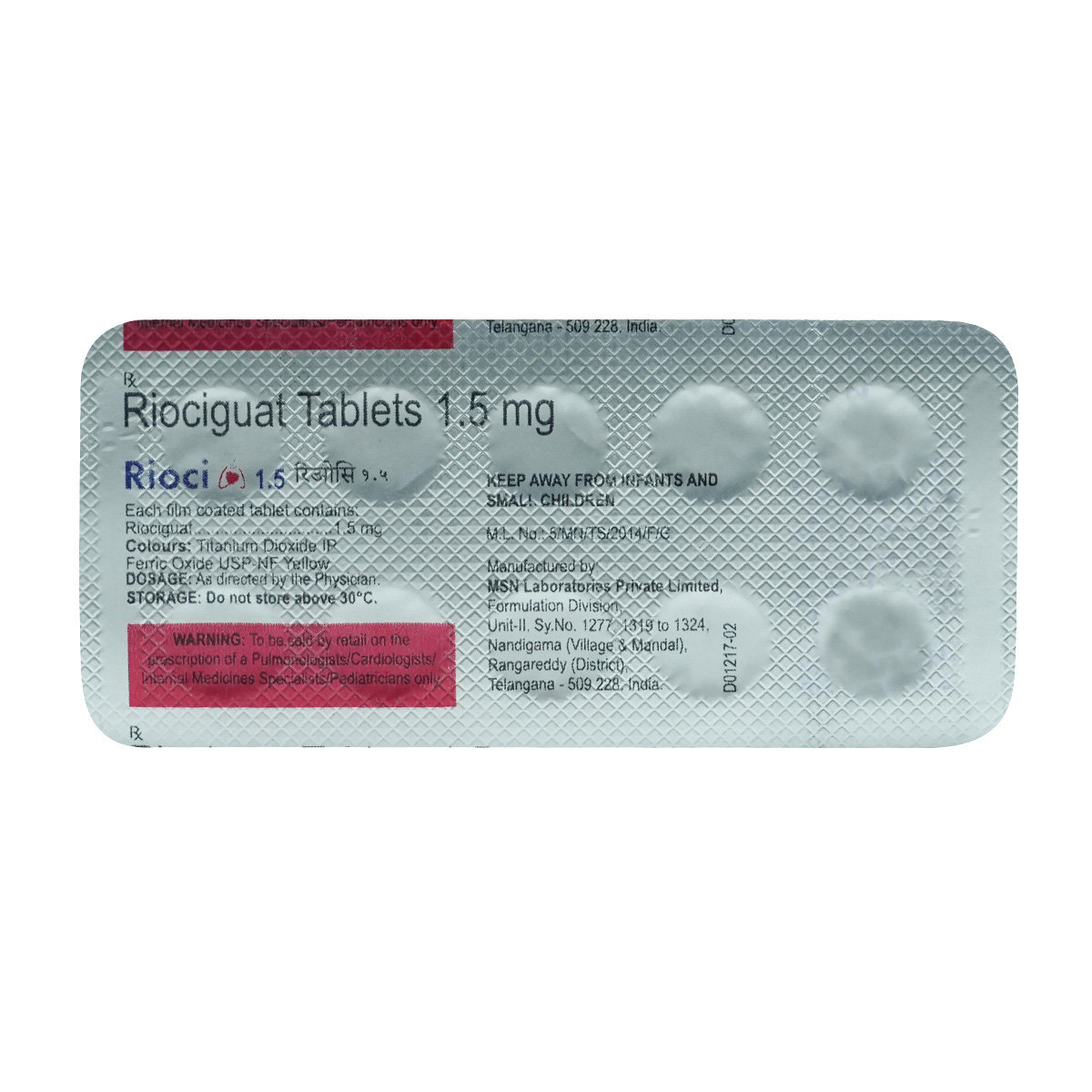 Rioci 1.5 mg Tablet 10's, Pack of 10 TabletS Rioci 1.5 mg Tablet 10's, Pack of 10 TabletS