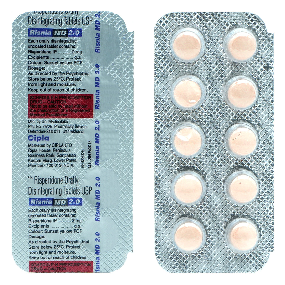 Risnia MD 2 Tablet 10's, Pack of 10 TabletS Risnia MD 2 Tablet 10's, Pack of 10 TabletS