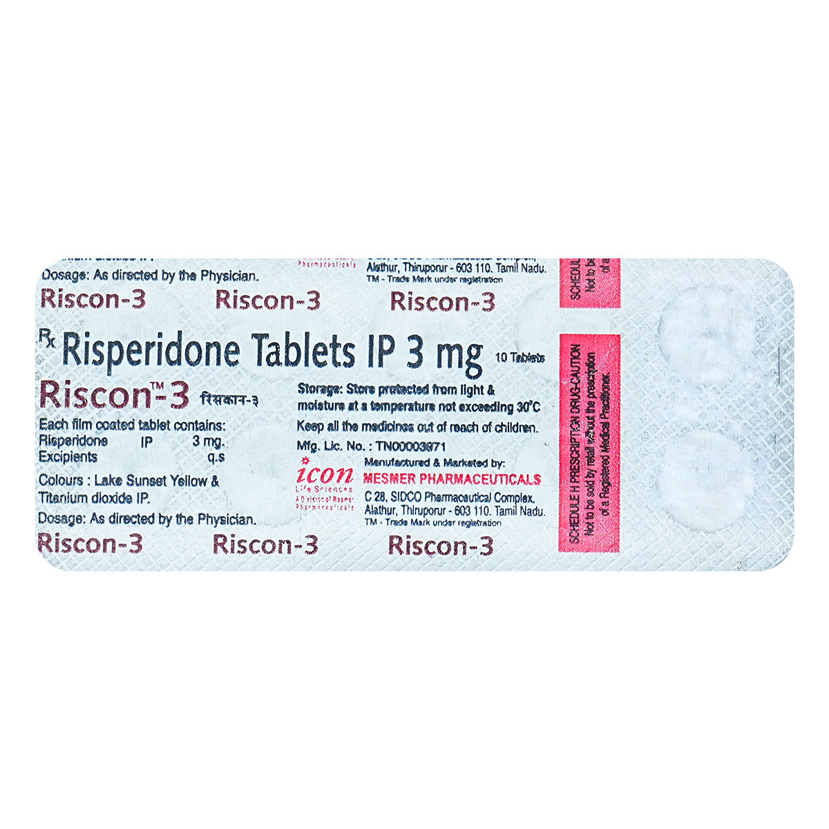 Riscon 3 Tablet 10's, Pack of 10 TABLETS Riscon 3 Tablet 10's, Pack of 10 TABLETS