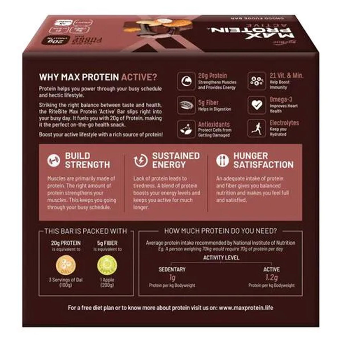 RiteBite Max Protein Active Choco Fudge Bar, 75 gm, Pack of 1 RiteBite Max Protein Active Choco Fudge Bar, 75 gm, Pack of 1