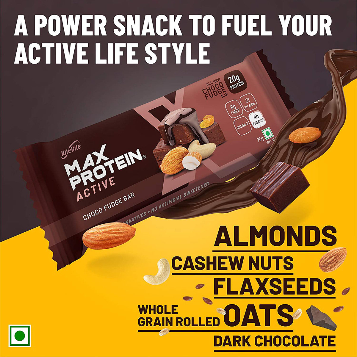 Ritebite Max Protein Choco Fudge Bar, (Pack Of 6), Pack of 1 Ritebite Max Protein Choco Fudge Bar, (Pack Of 6), Pack of 1