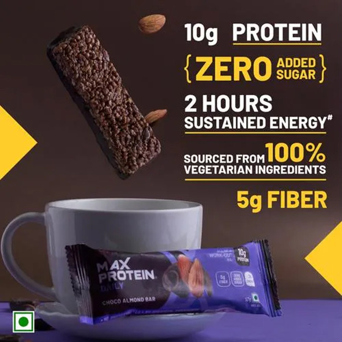 Ritebite Max Protein Daily Choco Almond Bar, 50 gm, Pack of 1 Ritebite Max Protein Daily Choco Almond Bar, 50 gm, Pack of 1