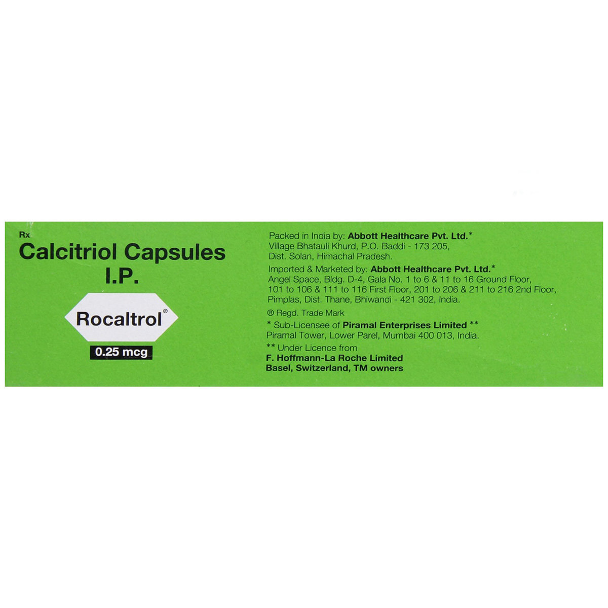 Rocaltrol 0.25 mcg Capsule 10's, Pack of 10 CAPSULES Rocaltrol 0.25 mcg Capsule 10's, Pack of 10 CAPSULES