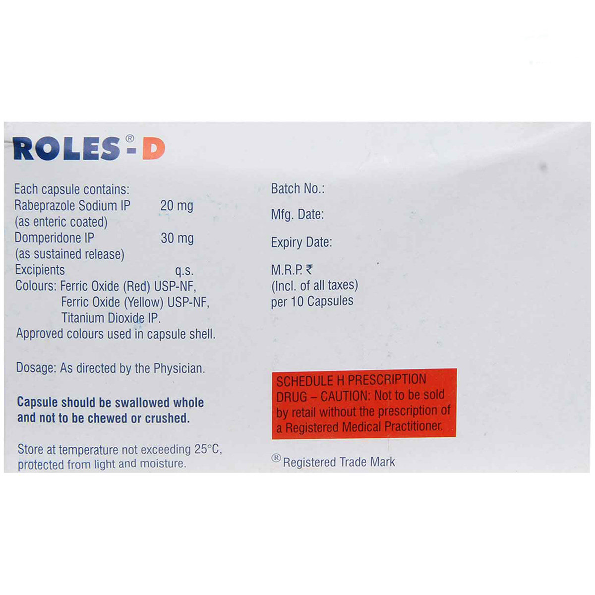 Roles-D Capsule 10's, Pack of 10 Roles-D Capsule 10's, Pack of 10