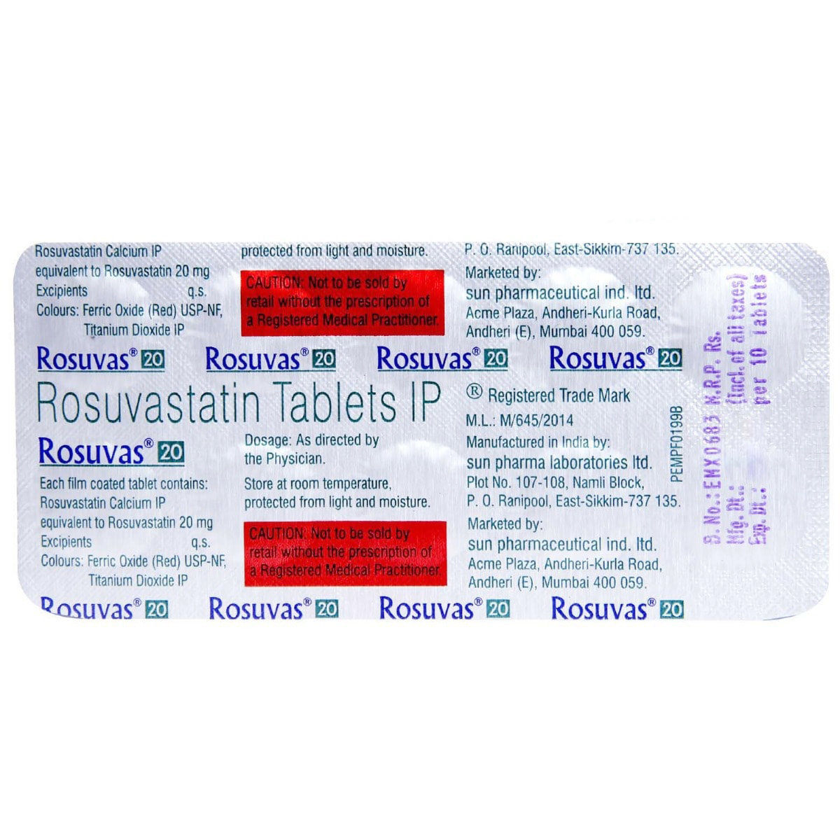 Rosuvas 20 Tablet 10's, Pack of 10 TABLETS Rosuvas 20 Tablet 10's, Pack of 10 TABLETS