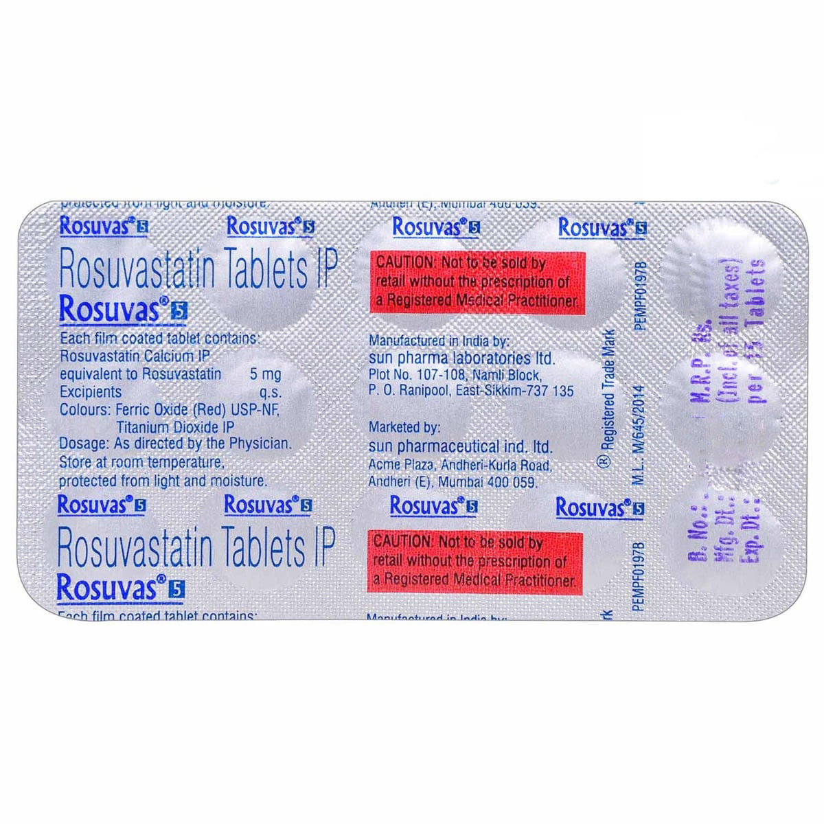 Rosuvas 5 Tablet 15's, Pack of 15 TABLETS Rosuvas 5 Tablet 15's, Pack of 15 TABLETS
