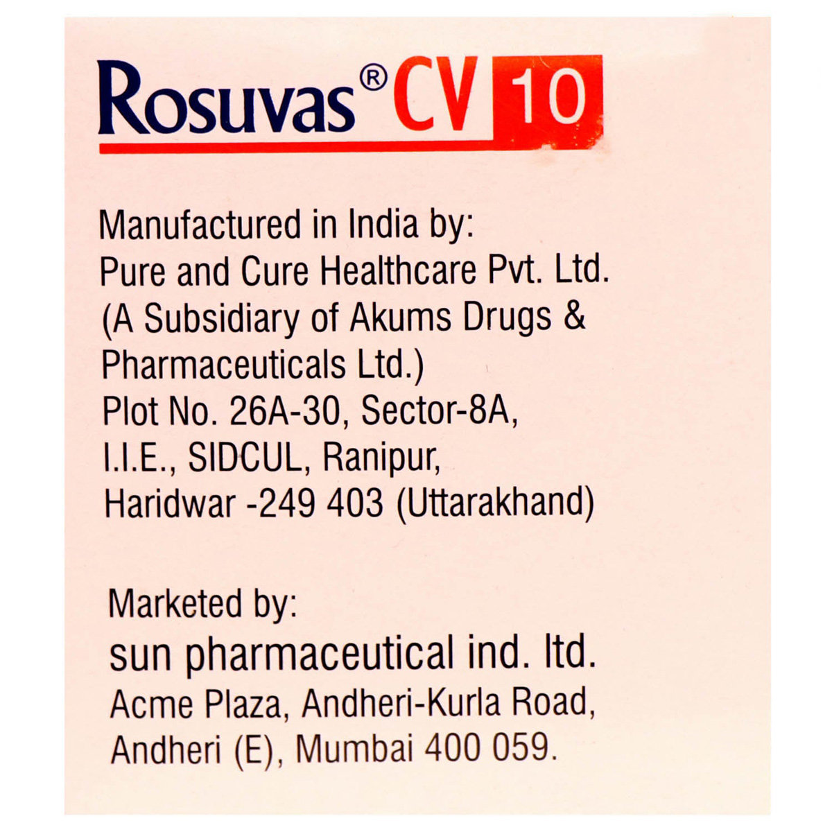 Rosuvas CV 10 Tablet 10's, Pack of 10 Rosuvas CV 10 Tablet 10's, Pack of 10