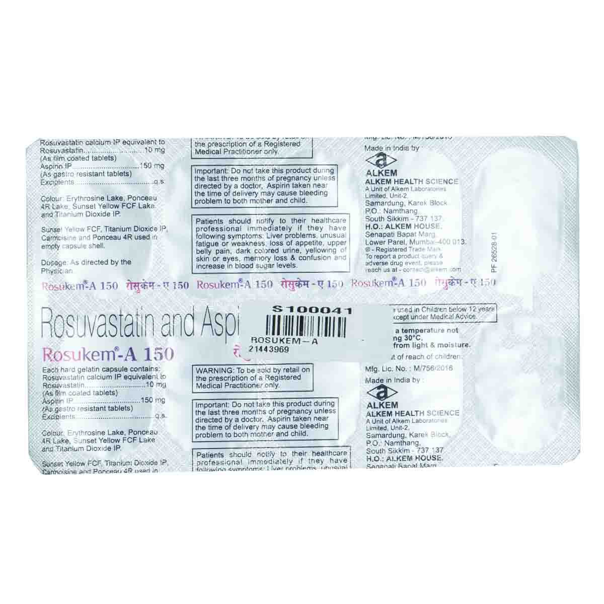 ROSUKEM A 150 CAPSULE 10'S, Pack of 10 CapsuleS ROSUKEM A 150 CAPSULE 10'S, Pack of 10 CapsuleS