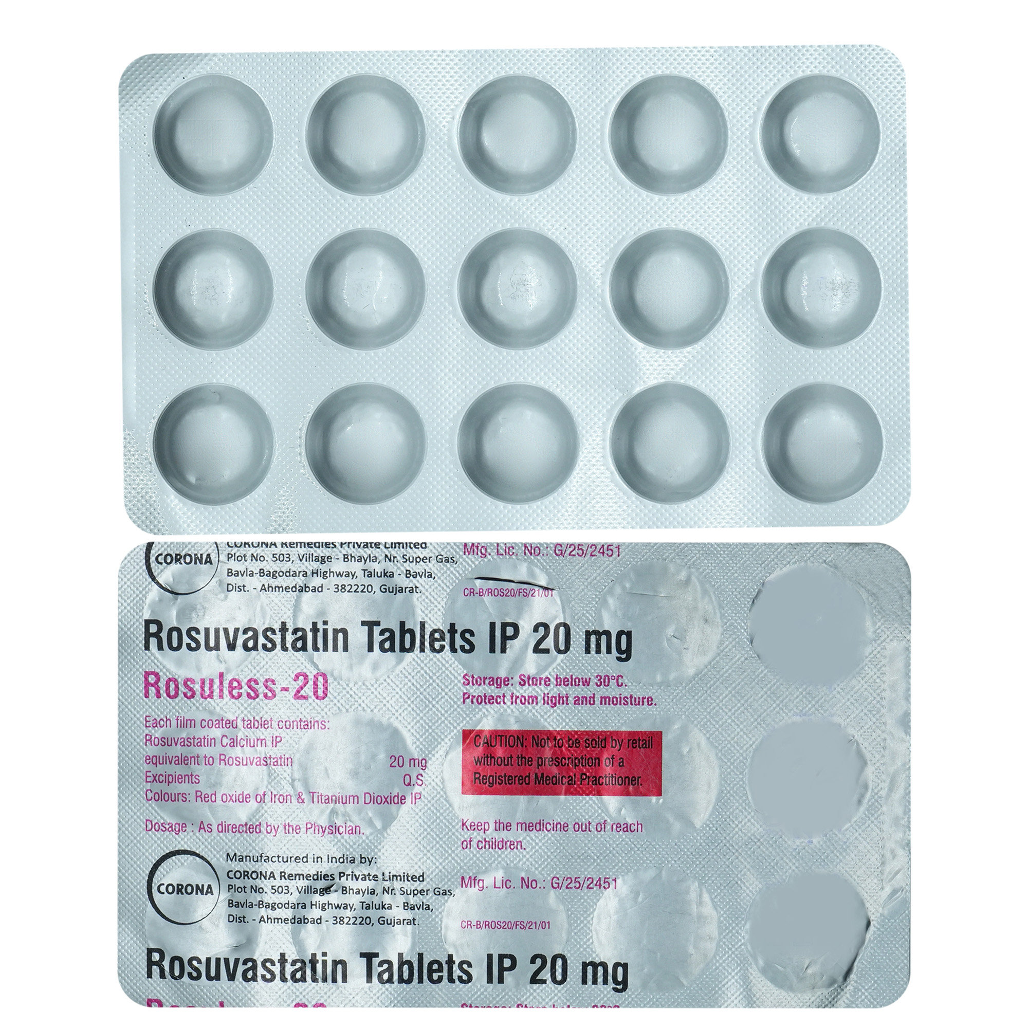 Rosuless-20 Tablet 15's, Pack of 15 TABLETS Rosuless-20 Tablet 15's, Pack of 15 TABLETS
