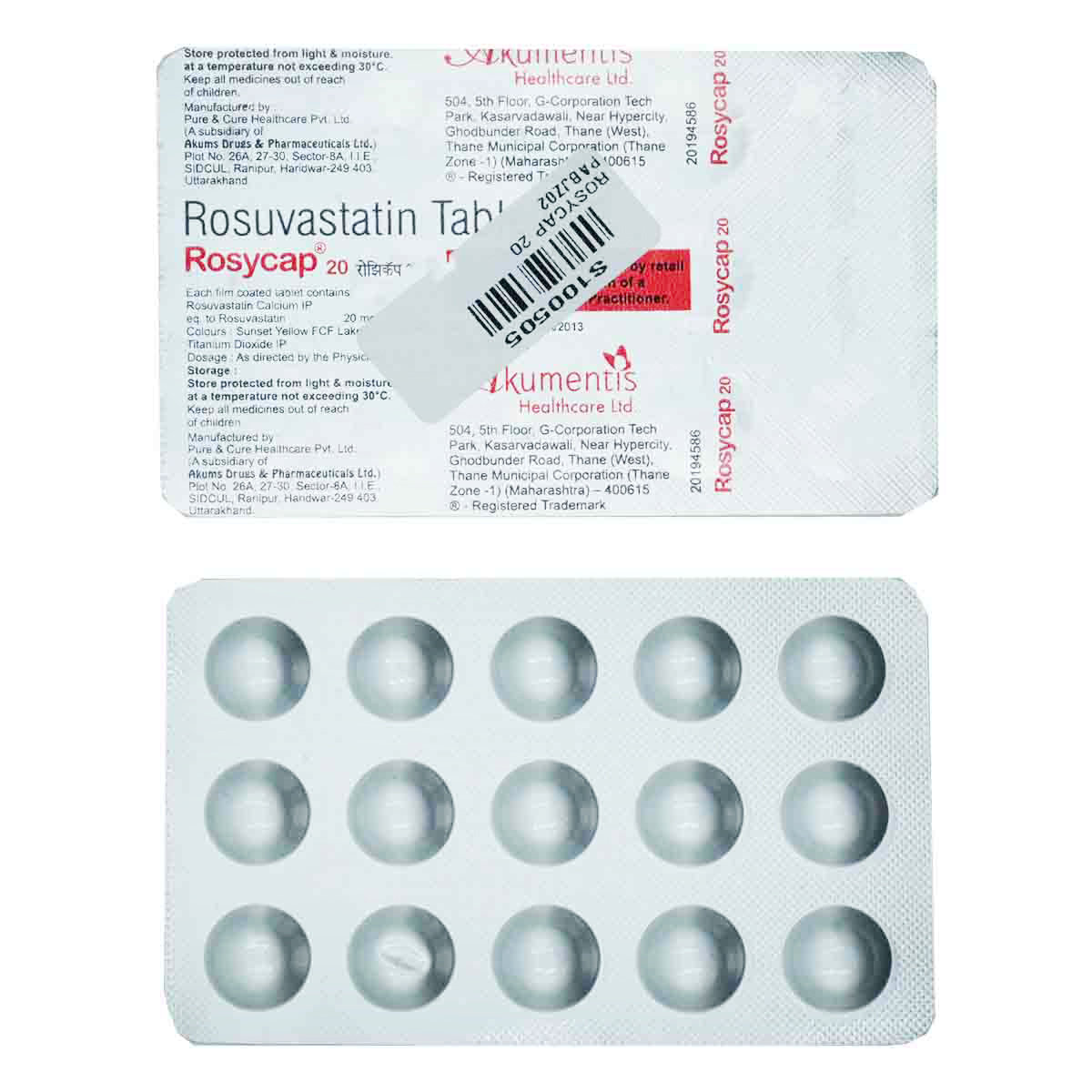 Rosycap 20 mg Tablet 15's, Pack of 15 TABLETS Rosycap 20 mg Tablet 15's, Pack of 15 TABLETS